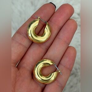 LUV AJ Gold Plated Chunky Hoop Earrings